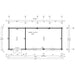 Floor plan outlines the layout of GardenHouse24 USA ALU Concept 70L Garden Room, showing room sizes and window placements