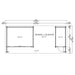 Floor plan outlines the three main interior sections of GardenHouse24 USA Rait 44 Garden Room with measurements