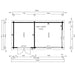 Floor plan showing the layout, room dimensions, and doorwindow placement for GardenHouse24 USA ALU Concept 70J Garden Room