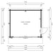 Floor plan shows exact dimensions and layout for GardenHouse24 USA ALU Concept 70E Garden Room