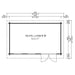 Floor plan shows the 153.9 ft² layout of GardenHouse24 USA Miriam 44B Modern Garden Room with clear dimensions and double front doors