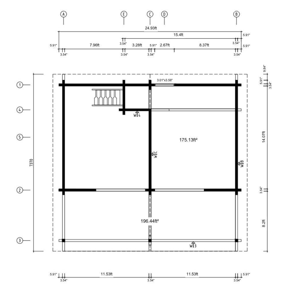 Floor plan sketch shows the main layout of the GardenHouse24 USA Sauna Marit 90 Garden Room