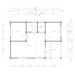 Floor plan with metric dimensions outlines the rooms and space divisions of the GardenHouse24 USA Skanderborg 44 Garden Room