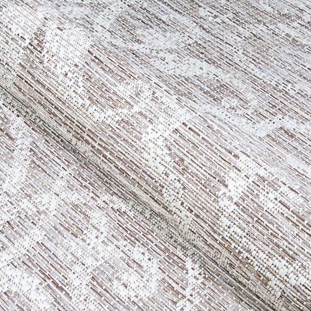 Folded view emphasizes the flexible and lightweight design of Couristan Monaco Indoor/Outdoor Rug - Summer Quay/Cocoa Natural