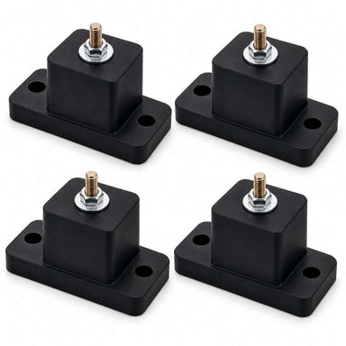 Four Senville Rubber Pads for Mounting Mini Split AC Condenser displayed together, each featuring a threaded bolt and durable anti-vibration base
