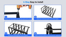 Four-step assembly guide for Sun Gold Power 5-Layer Battery Rack showing the installation process