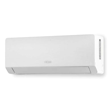 Front angle view of the slim white wall mounted indoor air handler included with the ACiQ 24000 BTU Essentials 23 SEER2 2 Zone Wall Mount Mini Split Heat Pump System