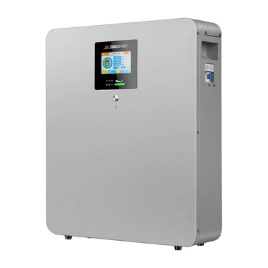 Front angled view of Sun Gold Power CoreX 5 Elite Wall-Mounted 48V 100Ah Residential Energy Storage Battery Pack with LCD display and side controls