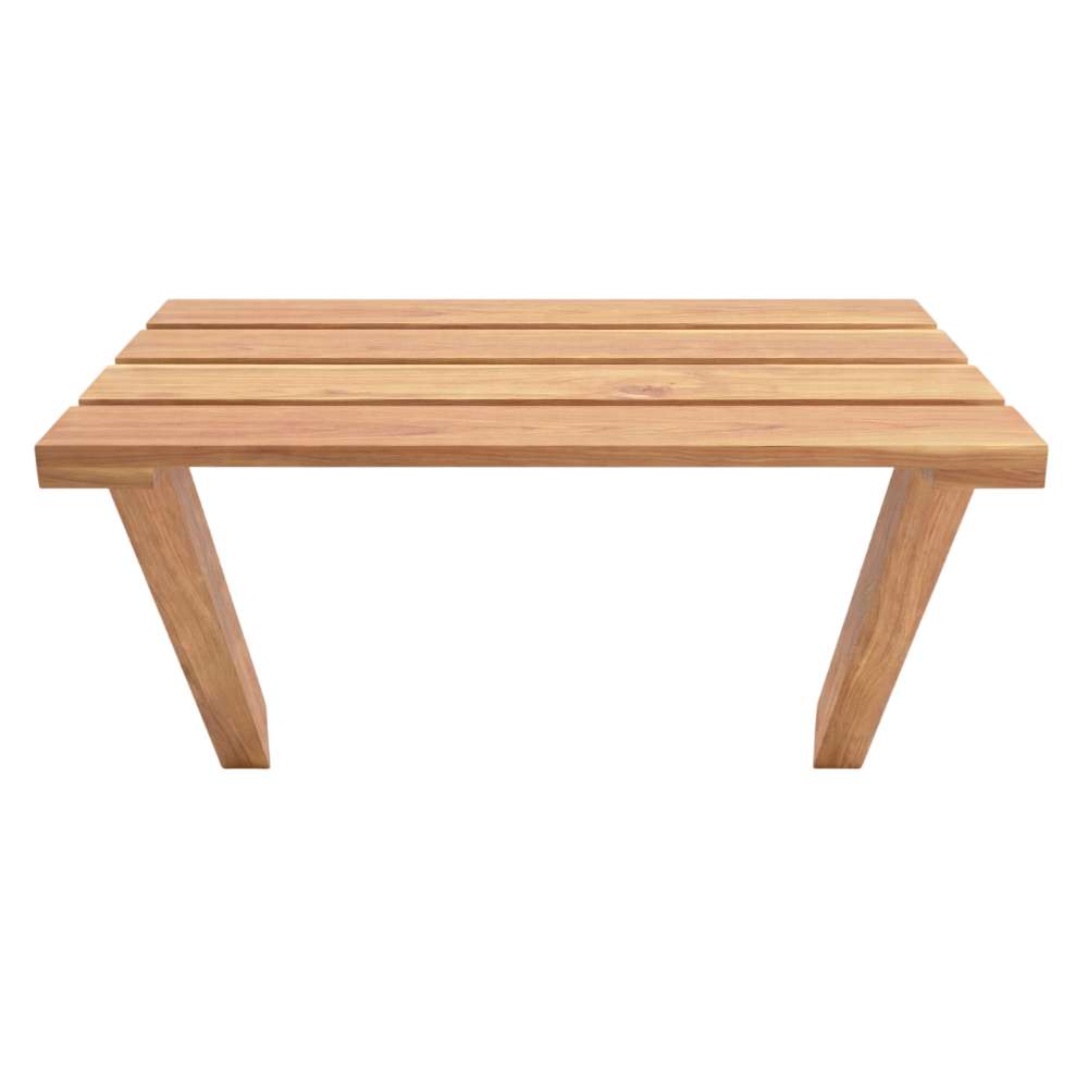Front-facing view of Outdoor Living Today 8ft Western Red Cedar Shed Shelves (Set of 3) displays a clean, minimalist slatted design with evenly spaced boards