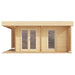 Front-facing render of the GardenHouse24 USA Asta 70 Garden Room features glass double doors and a tall window, highlighting its minimalist design