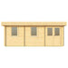 Front-facing view of the GardenHouse24 USA Miriam 44C Classic Garden Room shows its symmetrical design with two windows and a central door