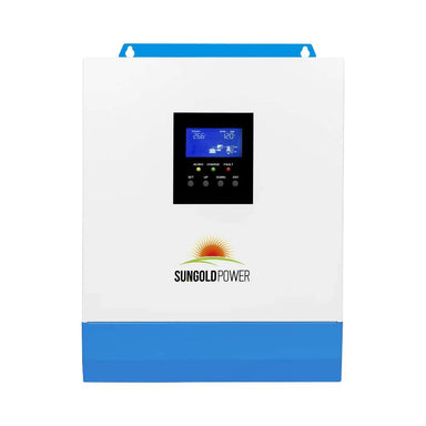 Front panel of Sun Gold Power 3000W 24V Solar Inverter Charger [PV120-450V/MPPT120- 400V] with LCD display