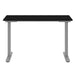 Front view highlights Crate & Barrel Humanscale® eFloat Go 2.0 48" Black Adjustable Standing Charging Desk with a clean, modern design