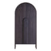 Front view of Crate & Barrel Annie 38" Charcoal Brown Storage Cabinet with a charcoal brown finish and rounded top