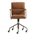Front view of Crate & Barrel Draper Ginger Upholstered Office Chair showing the padded backrest, cushioned seat, and rolling five-star base