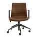 Front view of Crate & Barrel Graham Brown Office Chair featuring a padded backrest, armrests, and rolling casters