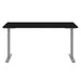 Front view of Crate & Barrel Humanscale® eFloat Go 2.0 60" Black Adjustable Standing Charging Desk with a wide black desktop and silver frame