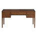Front view of Crate & Barrel Morris 60" Chocolate Brown Writing Desk featuring five drawers, a spacious work surface, and a rich brown finish