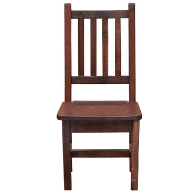 Front view of Fireside Lodge Barnwood Prairie Dining Side Chair featuring five vertical back slats and a sturdy wood frame