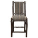 Front view of Fireside Lodge Hickory Log Upholstered Counter Stool shows sturdy log legs, footrest bars, and a padded southwestern-style upholstered seat and back
