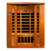 Front view of Golden Designs Dynamic Bellagio 3 Person Low EMF Far Infrared Sauna showing a cedar cabin, bronze glass door and exterior control panel