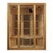 Front view of Golden Designs Maxxus Bellevue 3 Person Low EMF Far Infrared Sauna showing a hemlock cabin, clear glass door and carbon panels