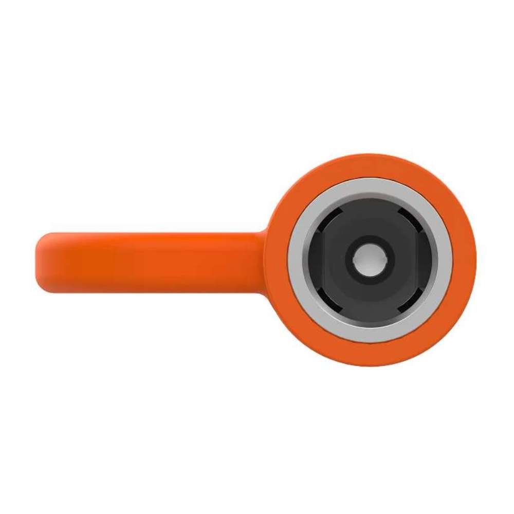 Front view of Jackery Adapter DC8020 to DC7909 showing the circular connector opening with the orange protective cap positioned to the side