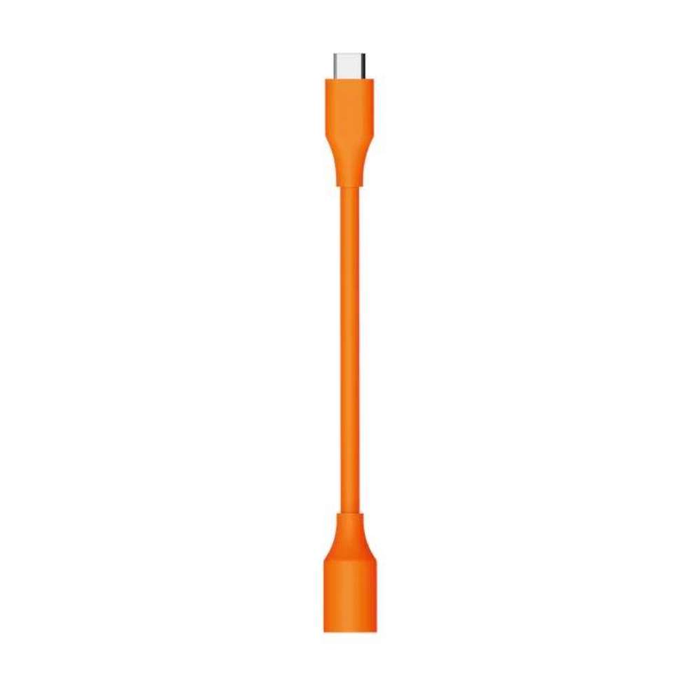 Front view of Jackery Adapter DC8020 to USB-C displaying the straight orange cable with the USB-C connector at the top and the DC8020 female socket at the bottom