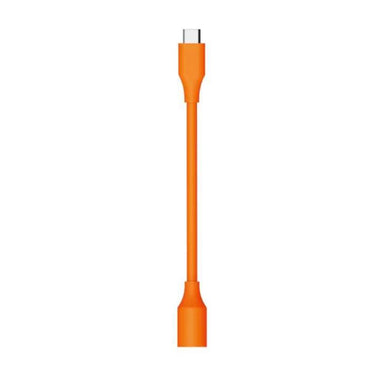 Front view of Jackery Adapter DC8020 to USB-C displaying the straight orange cable with the USB-C connector at the top and the DC8020 female socket at the bottom
