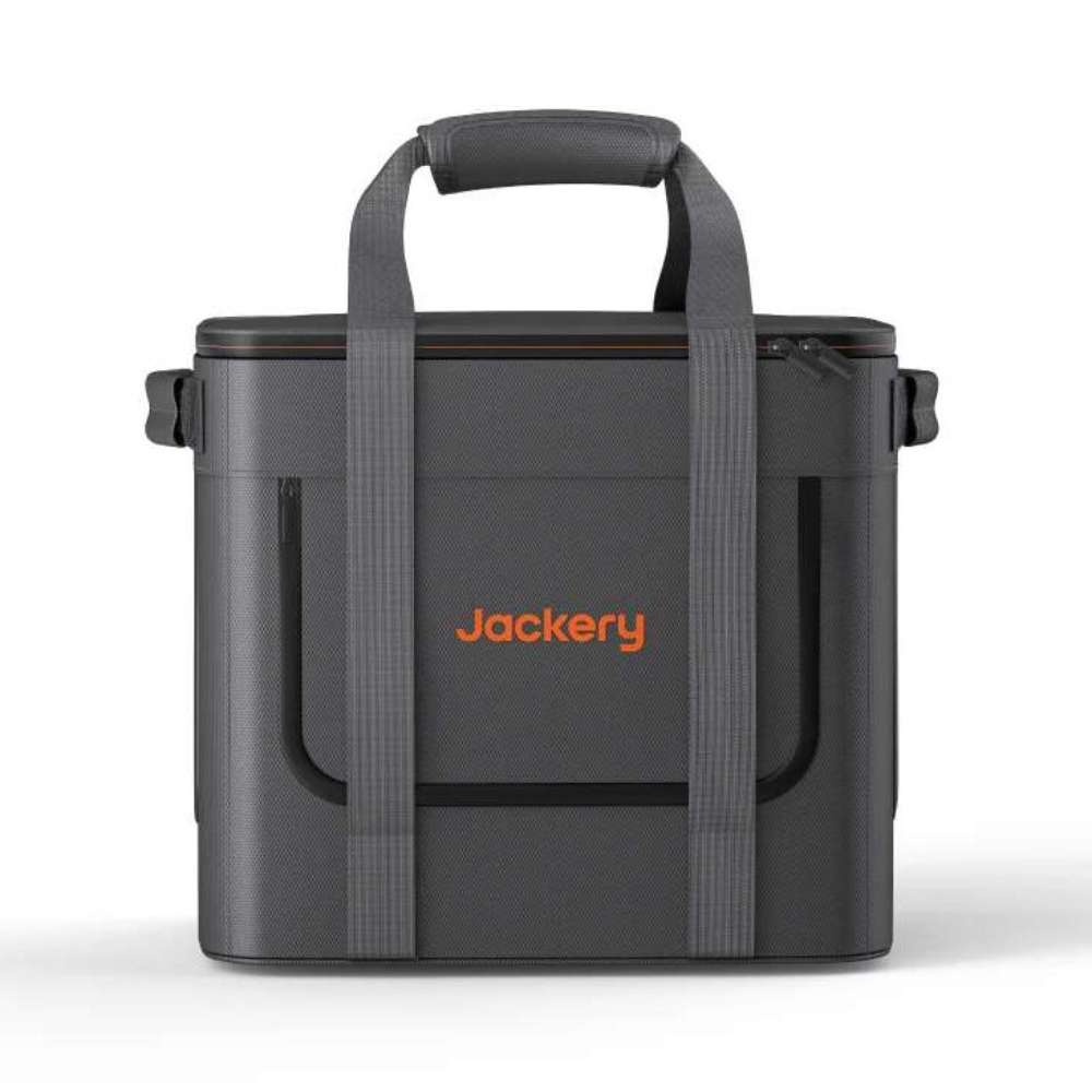 Front view of Jackery Extreme Guard Carrying Bag with padded carry handles, reinforced straps, and storage pockets