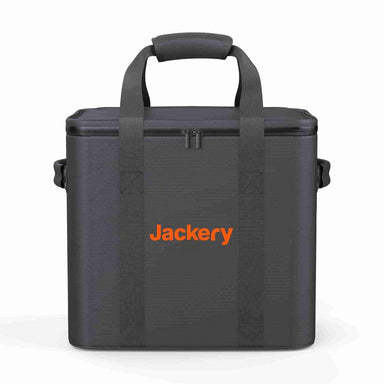 Front view of Jackery Upgraded Carrying Case Bag (L) featuring padded handles, reinforced straps, and a secure zipper closure