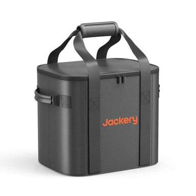 Front view of Jackery Upgraded Carrying Case Bag (M) with dual carry handles, reinforced stitching, and a zippered closure