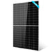 Front view of Sun Gold Power 450W Mono Black PERC Solar Panel Full Pallet (32 Panels) shows a black solar panel with a durable silver aluminum frame