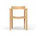 Front view of Westminster Teak Horizon Teak Dining Armchair highlights its straight backrest, gently curved seat, and solid teak construction