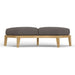 Front view of Westminster Teak Kafelonia Backless Sofa Sectional features thick cushions on a sturdy curved wood base