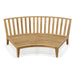 Front view of Westminster Teak Kafelonia Sofa Sectional reveals its smooth teak frame with evenly spaced slats and a slightly curved seating design