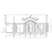 Front architectural elevation diagram highlights the door and window placements for the GardenHouse24 USA Garda 90 Garden Room