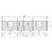 Front elevation blueprint of the GardenHouse24 USA Casablanca 70 Garden Room displays glass doors, windows, and structural dimensions in fine detail