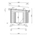 Front elevation blueprint of the GardenHouse24 USA Sauna Sahib 70 Garden Room provides side measurements and roof angle, showcasing its clean, compact design