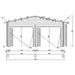 Front elevation drawing of the GardenHouse24 USA Double Garage and Carport Erki 70 Garden Room highlights the double garage door area and detailed beam structures