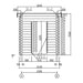 Front elevation schematic of the GardenHouse24 USA Sauna Li 90 Garden Room illustrates the door position, wall layering, and structural measurements