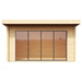 Front of the GardenHouse24 USA ALU Concept 70E Garden Room displays a sleek five-panel glass facade for maximum natural light