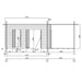 Frontal architectural diagram illustrates detailed measurements of the door and window placements for the GardenHouse24 USA Lilja 70 Garden Room