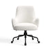 Frost Monet Recycled Chenille Crate & Barrel Bellevue Upholstered Office Chair in frost white chenille with padded arms and a black rolling base