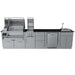 Full front view of the outdoor kitchen island with grill, fridge, sink, and storage from the Sunstone Cypress 11.6FT Outdoor Cabinet large Island Package