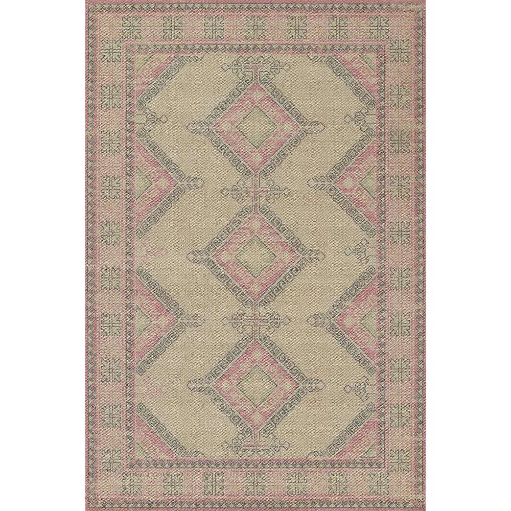 Full design of Momeni Anatolia Indoor Rug - ANA-10 Pink featuring soft pink and beige tones with geometric diamond patterns