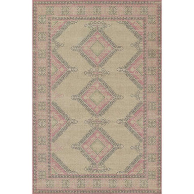 Full design of Momeni Anatolia Indoor Rug - ANA-10 Pink featuring soft pink and beige tones with geometric diamond patterns