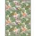 Full layout of Couristan Dolce Indoor/Outdoor Rug - Flowering Fern/Ivory-Hunter Green features repeating green leaves and flowers