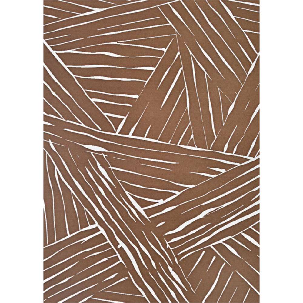 Full layout of Couristan Dolce Indoor/Outdoor Rug - Parquet/Amber shows an overlapping abstract line design resembling layered leaves
