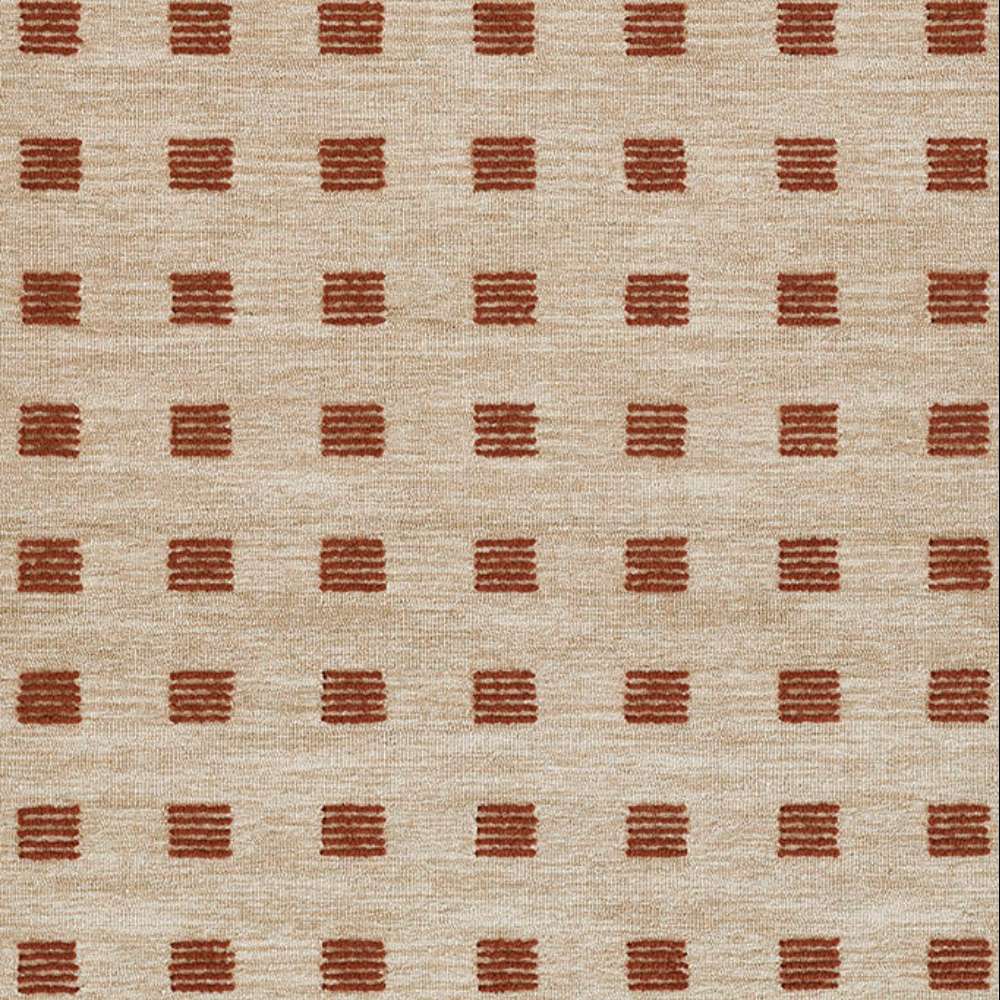 Full overhead shot displaying the geometric square pattern of Momeni Archer Indoor Rug - ARC-1 Rust
